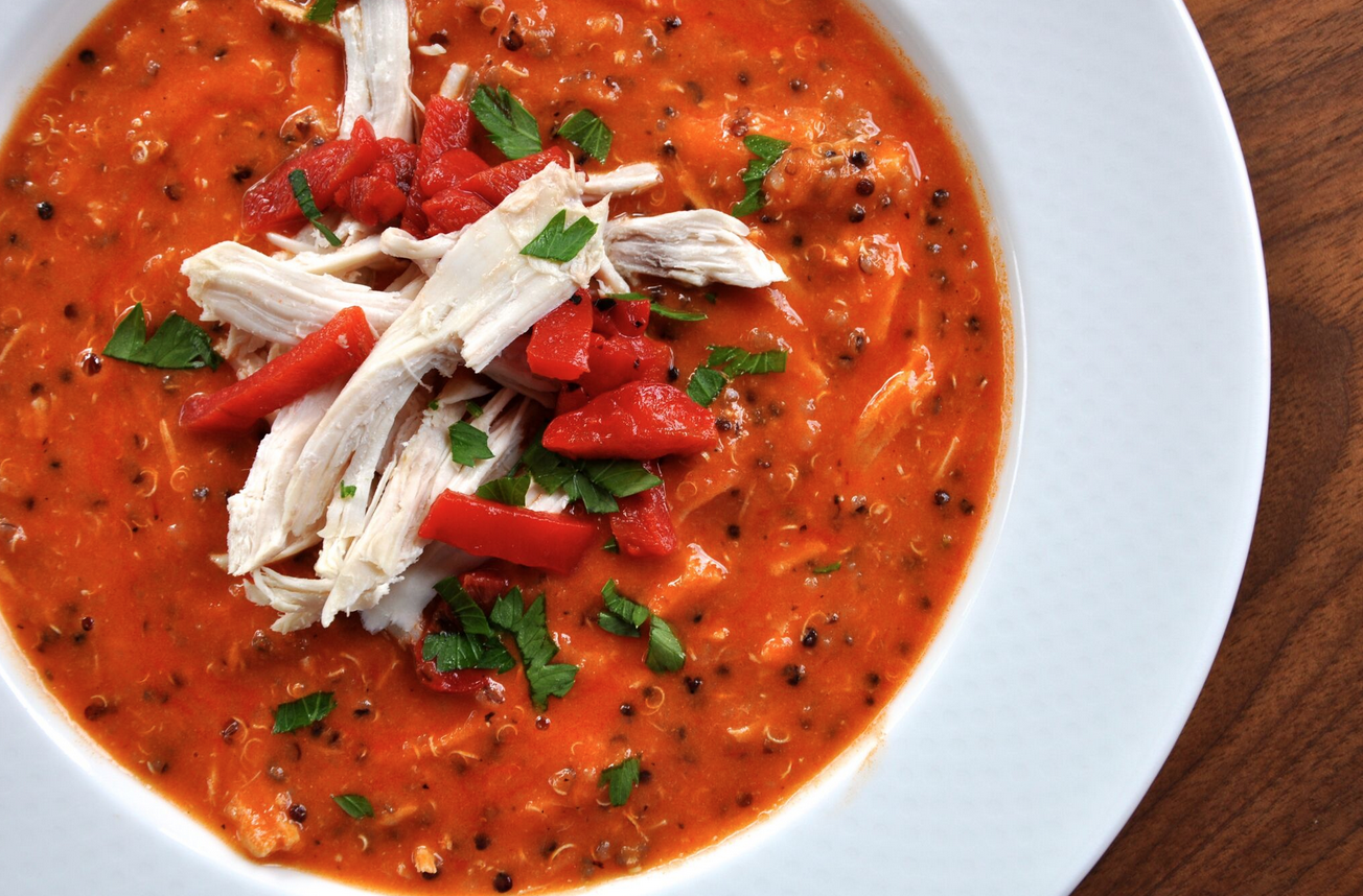 Chicken Soup with Quinoa and Roasted Red Peppers - Real Healthy Recipes